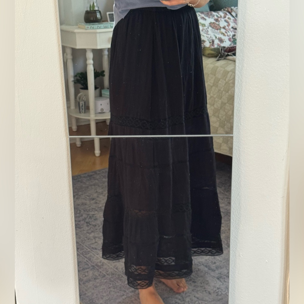 american eagle black lace maxi skirt